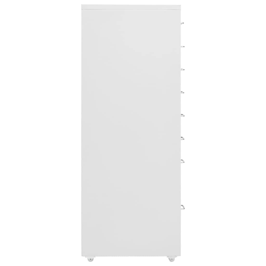 Armadietto portadocumenti in metallo grigio con 8 cassetti e 4 ruote 28 x 41 x 109 cm per organizzazione ufficio e archiviazione