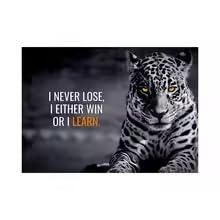 LMAIWANG 'I Never Lose' plakat motywacyjne cytaty sztuka ścienna obraz na płótnie nadruk lampart zwierzę obraz salon wystrój domu Cuadros (70 x 100 cm/rama)