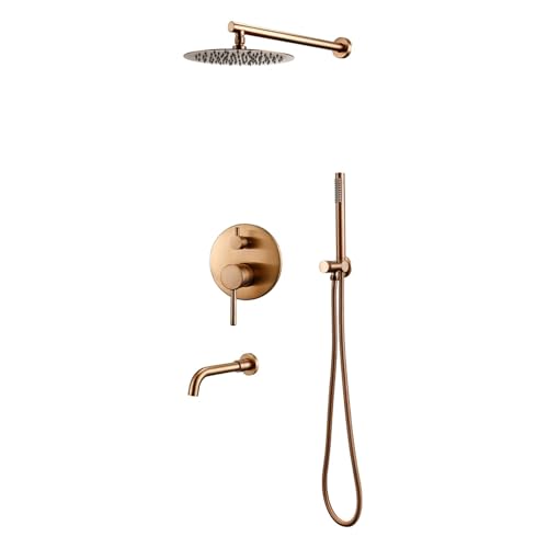 Kit vanne dérivation 3 voies et douchette de douche or rose