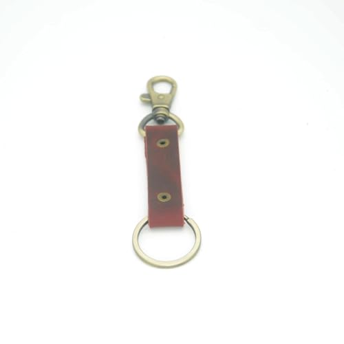 Image of JJNUSA Genuine Leather Keychain Walnut Leather Key Holder Mens Belt Key Chain Ring Fob