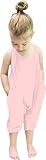 Lindanina Jumpsuit for Toddlers Harem Strap Romper Little Girls Backless Halter Playsuit with Pockets Kid Summer Cute Solid One Piece(Pink, 1-2T)
