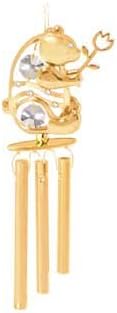 24K Gold Plated Wind Chime Sun Catcher or Ornament Bear Holding a Tulip with Clear Mascot Crystal