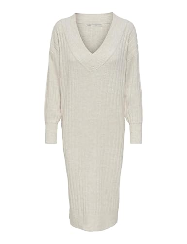 ONLY Damen Onlnew Tessa L/S MIDI V Dress KNT NOOS 15236372,Pumice Stone/Detail:w. Melange,3XL