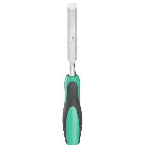 Image of sourcing map Steel Wood Chisel 16mm / 5/8" Wide Blade Wood Working Flat Tip Chisel Woodworking Hand Tool with Plastic Non-Slip Handle for Carpentry Carving DIY Projects, Green-Black