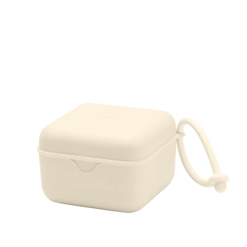 BIBS Pacifier Box avec cordon. Porte-sucettes et stérilisateur. Entièrement en matériau de qualité alimentaire, sans bisphénol A. Fabriqué au Danemark. Ivory