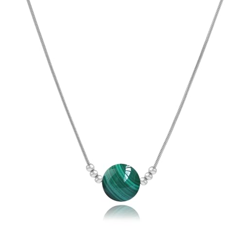 MORIANCE Malachite Necklace for Women 10mm Malachite Stone Pendant Necklace Jewelry Healing Crystal Necklace Green Crystal Necklace for Women