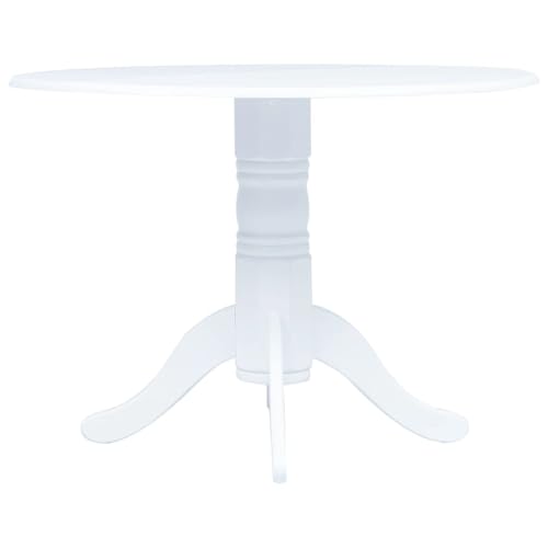 Tidyard Mesa de Comedor Elegante de Madera de Caucho - Blanco y Fácil de Limpiar Modelo YFXLRZJ-247353ES