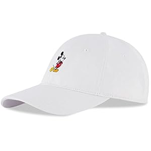 Disney Men’s Baseball Cap, Mickey Mouse Adjustable Hat for Adult, White, One Size