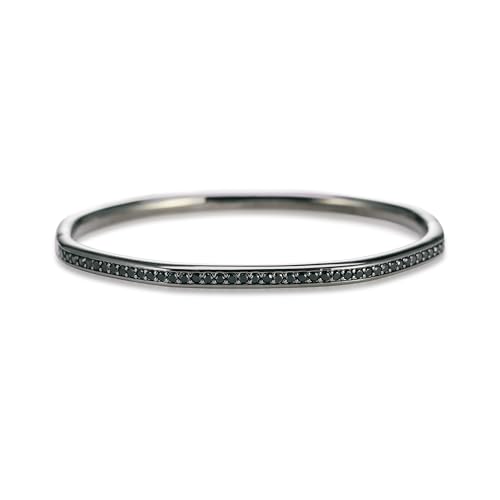 Bangle bracelet noir unisexe rigide octogonal en zircone mat