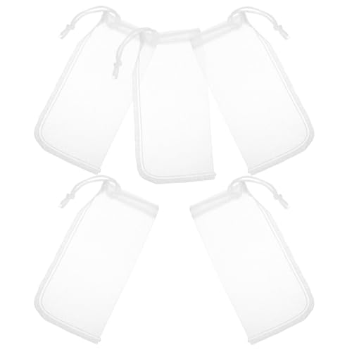 BESPORTBLE Bolsas de Filtro Reutilizables para Acuario de Nailon 180 Micras con Cordón, 5 Piezas, Bolsas de Malla Fina para Filtración Ultrafina en Tanques de Agua Dulce y Salada