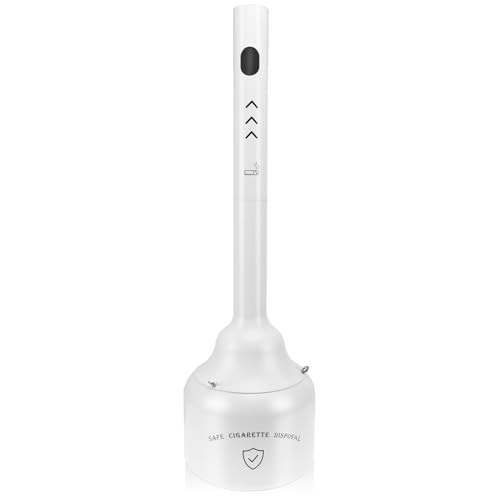 SDSNTE Steel Outdoor Cigarette Butt Receptacle, 5 Gallon, White