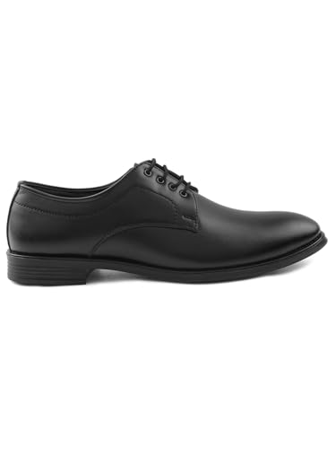 Image of Liberty Fortune HML-11E Men's Formal Derby Shoes - Black, Brown - Synthetic Leather Lace-Up with Cushioned Footbed - Stylish Office Footwear - Comfortable and Lightweight