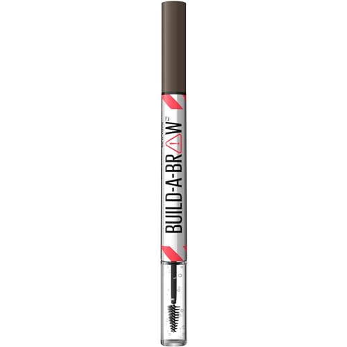 Image of Maybelline Build-A-Brow 2-in-1 Brow Pen and Sealing Eyebrow Gel, Eyebrow Makeup for Real-Looking, Fuller Brows, Black Brown, 1 Count