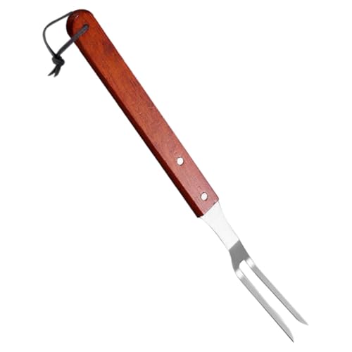 FUNOMOCYA Stainless Steel Roasting Stick with Wooden Handle for Bbq Meat Fork Carving Kabob Skewers for Outdoor Grilling Family Gatherings Campfire Cooking