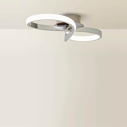 ValueLights | Chrome Swirl Ceiling Light Integrated LED Living Room Light Fitting - IP44 Bathroom | Bathroom, Home Décor & Improvement Essential