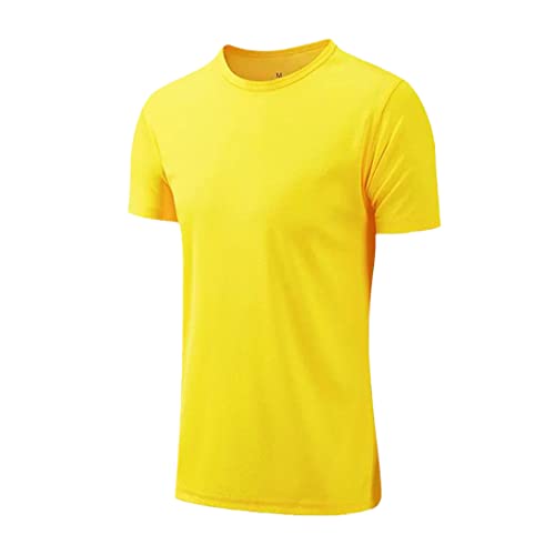 T-shirt de course à pied homme anti transpiration maillot jaune respirant YIOLEAMP