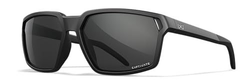 Wiley X WX Sierra Sunglasses Safety Glasses for Men Shatterproof UV Eye Protection for Combat and Shooting Captivate Grey Lenses Matte Black Frames