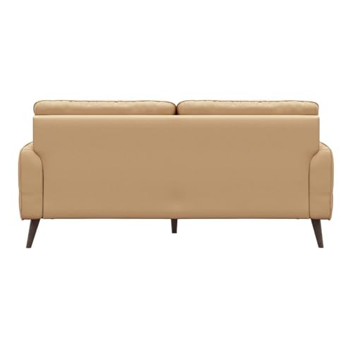 Image of Wakefit 3 Seater Sofa | 5 Year Warranty | Ivory Leatherette, Neem Wood, Modern Style, Living Room, Rectangular, Facing Front, High Density Foam, 70kg, Large Size