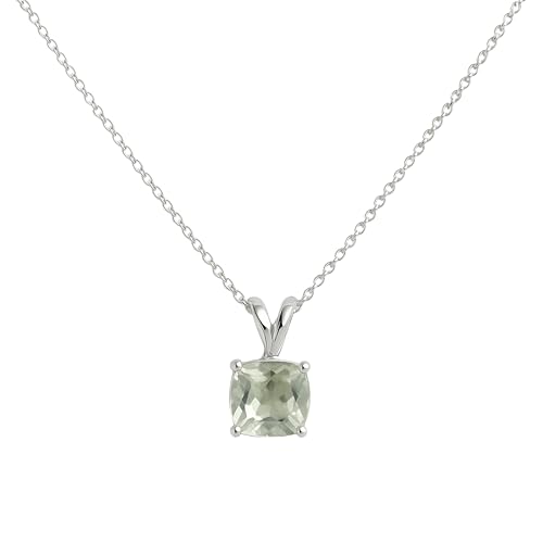 Améthyste verte prasiolite en collier argent, cadeau d’anniversaire femme