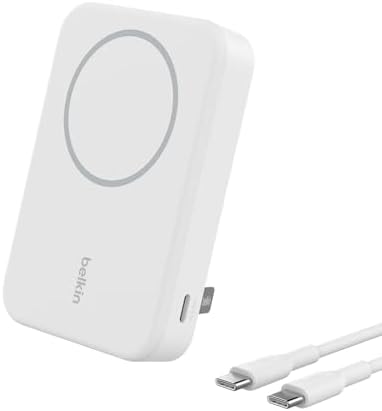 Belkin Qi2対応 ワイヤレスモバイルバッテリー 10000mAh iPhone 16/15/14/13/12/Qi2 対応Android ワイヤレス出力15W MagSafe対応 Cポート入出力(2ポート) パススルー充電対応 機内持ち込み可能 充電用ケーブル同梱(USB-C to C 1m) メーカー保証2年 キックスタンド付き ホワイト BPD008btWH