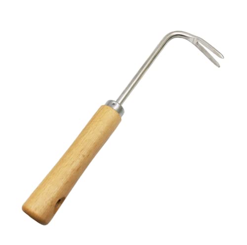 WOIWO 1PCS Wooden Handle Grass Root Pulling Hook, Pull Weeds with Hook Bonsai Hook to Loosen Soil to...