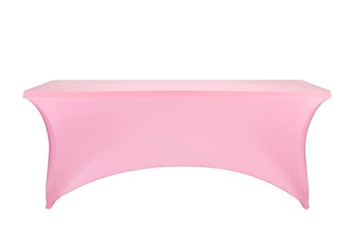 Image of FORLIFE 2Pack Spandex Table Covers,Fitted Tablecloth for Rectangular Tables, Stretch Patio Table Covers, Universal Spandex Table Cover for Wedding, Banquet, Party (6ft, Pink)
