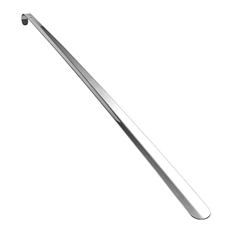 Fanwer 31.5 Extra Long Shoehorn,Stainless Steel Shoe Horn,Long Handle Durable Metal Boot Horn with Hook, Silver, Normal Cover