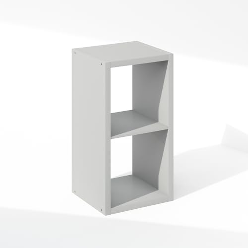 Image of Furinno Cubic Extra Thick 2-Cube Closet Organizers and Storage, Light Grey | 14.6 x 16 x 30 in, Open Shelf Closet Storage, Closet Organizer, for Wardrobe, Bedroom, Living Room