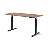 ofinto Elektrisch höhenverstellbarer Bürotisch Elevate 180cm x 80cm Tischplatte: Walnuss; Beine: Schwarz ; Ohne Kabelmanagement-System; Schreibtisch Sitz-Steh, Mit Speicherfunktion