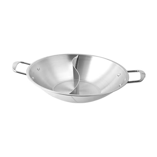 KiBcsLic Olla Caliente Dividida de Acero Inoxidable, Utensilio de Cocina Multifuncional para Reuniones Familiares, 45cm