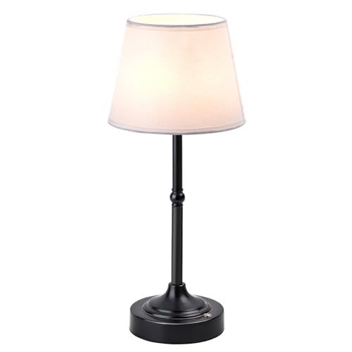 Image of LUTEC Black Cordless Table Lamp, Battery Operated Lamp 3 Color Stepless Dimming, Small Touch Bedside Lamp Home Decor for Dining, Counter