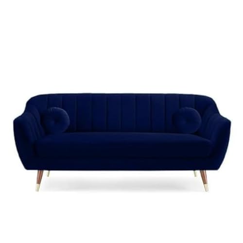 Image of 3 Seater Sofa Set with Two Cushions Perfect for Home Office Guests Living Room (Royal Blue, 3 Seater)