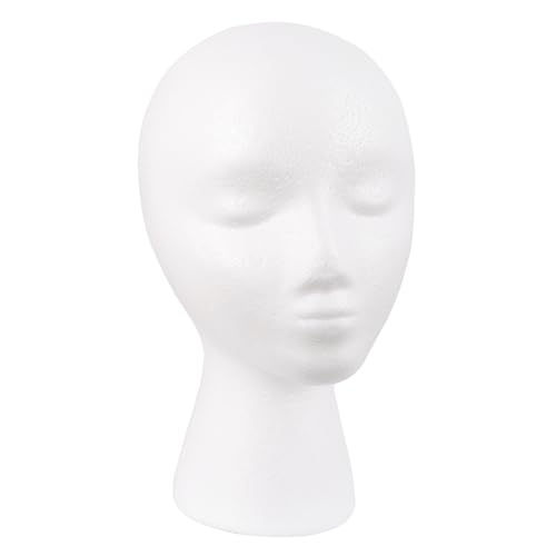 MapofBeauty Styrofoam Wig Mannequin Head Female Display Hats Hair Glasses Halloween DIY Foam Stand Wig Head (White)
