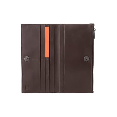 DUDU Cartera Mujer Grande de Piel Marrón con Cremallera y Botón Magnético Cover