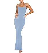REORIA Women's Basic Sexy Lounge Slip Long Dress Elegant Sleeveless Backless Ribbed Bodycon Maxi ...