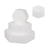 KALLORY 4 Stück Schaumkuchen-Modell Tortenattrappen Aus Polystyrol Form Mini Kuchendummies Mit Cake Dummies Hexagon Dekorationen Oh Handwerk Hochzeit Styropor Weiß