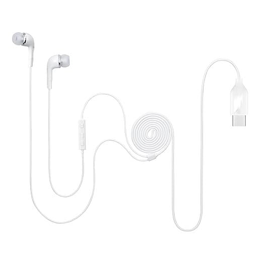 Image of Original Wired Earphones Type C Earphone Compatible with Samsung IC050 Headphones with Microphone Noise Isolation Stereo (White)