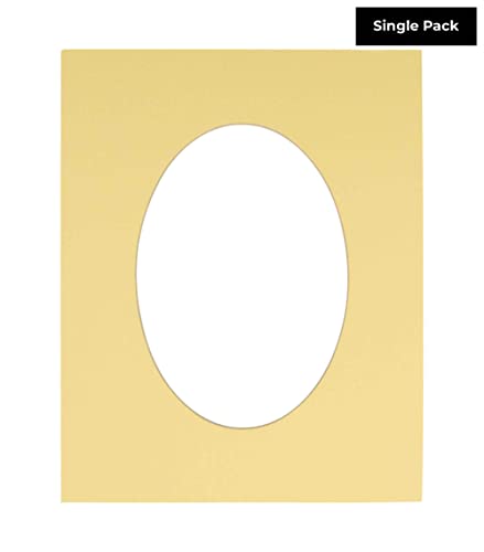 CountryArtHouse Soft Yellow Acid Free 9x11 Oval Picture Frame Mat with White Core Bevel Cut for 5.5x8.5 Pictures - Fits 9x11 Frame - Pack of 1 Matboard Show Kit with Acid Free Backing & Clear Bag