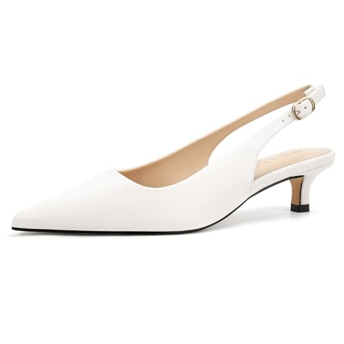 Image of AprCoco Women's Kitten Heels Slingback Pointed Closed Toe Ankle Strap Elegant Women Pumps Shoes for Dating Wedding