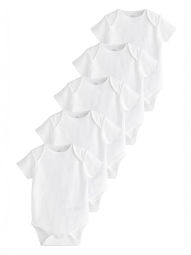 NEXT Pack de 5 bodis con canalé de manga corta para bebé Blanco 2 Años