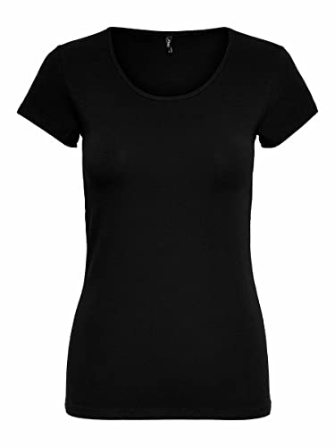 ONLY Damen Onllive Love S/S O-Neck Top JRS Blouse, Schwarz, M EU