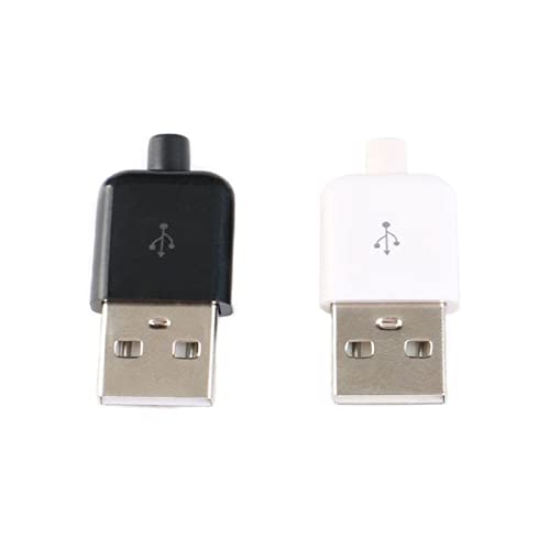 Connecteur USB 2.0 mâle à souder avec coque noire en plastique pour câble DIY, lot de 10 pcs