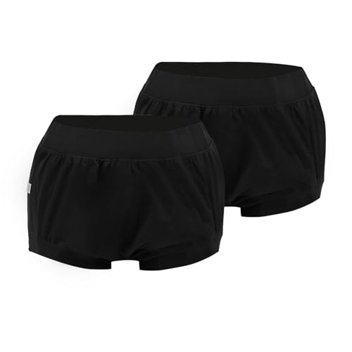 Adult Plastic Pants Diaper Cover, High Waist Rubber Incontinence Pant Washable, Reusable Plastic Underwear Waterproof Panties (Black 2 Pcs, S)