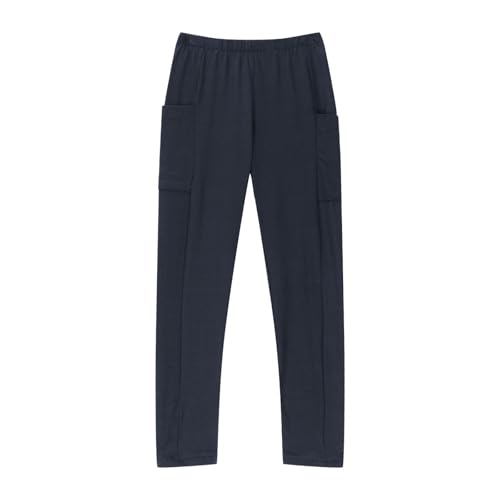 Girls Stretchy Leggings with Pockets Athletic Gymnastics Full Length Skinny Pants Soft Solid Tights Pantyhose4