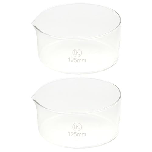 Crystallizing Dishes 2 Pack 125mm Corrosion Resistant Borosilicate Glass Flat Bottom Lab Dishes Heat-Tolerant Round Professional Laboratories