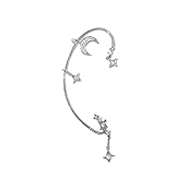 Star Moon Shape Earrings Ear Clip for Women Girls No Piercing Zircon Star Ear Clips Rhinestone Earri