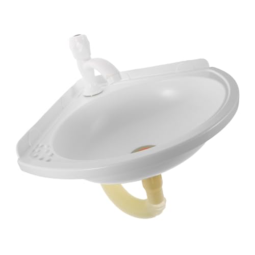 NUOBESTY Lavabo de Plástico Blanco de Esquina Pared Diseño para Baño y Lavandería Ahorro de con Instalación Estable y Fácil Limpieza