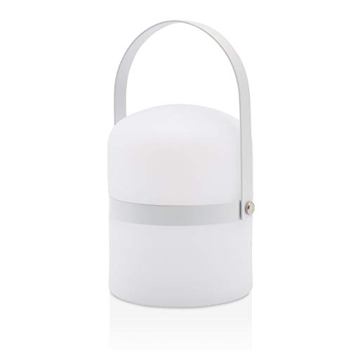LUUK LIFESTYLE Linterna LED moderna para interiores y exteriores, lámpara de mesa decorativa, inalámbrica y portátil con luz blanca cálida, en blanco