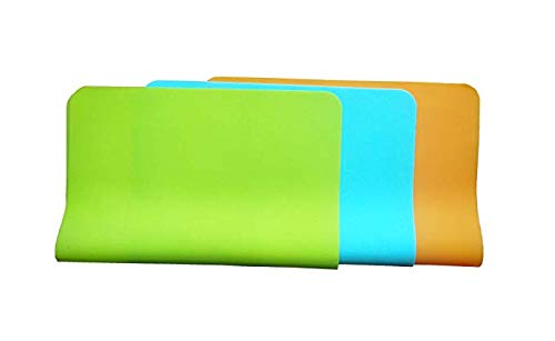 FLADESS Silicone Table Mat Set of 3 BlueGreenOrange Colorand Size is 40cm by 30cm Non-Slip MatBest for BabyKidChildren PlacematsMeal-Mat