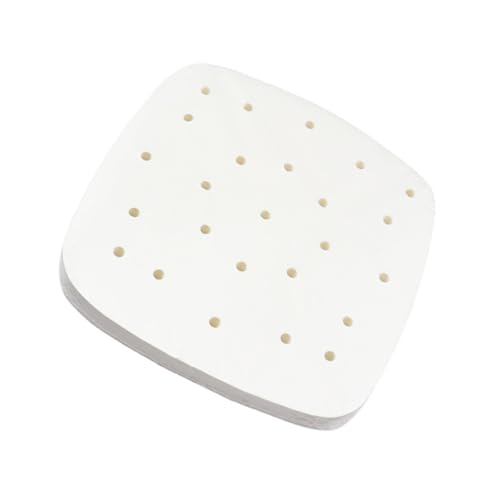 MUELODSIC 100個 エアフライヤー用パーチメントペーパー 角あき 耐熱 耐油性 ノンスティック調理 バーベキューや蒸し器対応 キッチン便利グッ